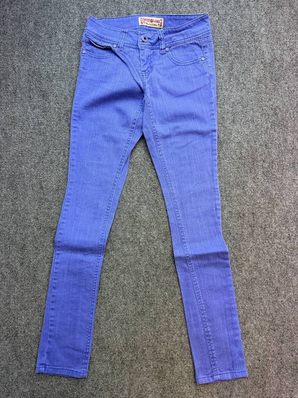 Y2K Vanilla Star Peace Love Purple Linen Blend Jeans Size 3 Low Rise